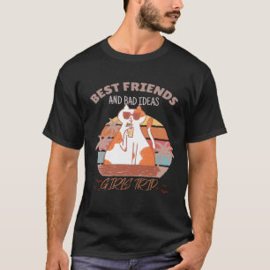 Girl's trip Best Friends and Bad Ideas Cat Sunset T-Shirt