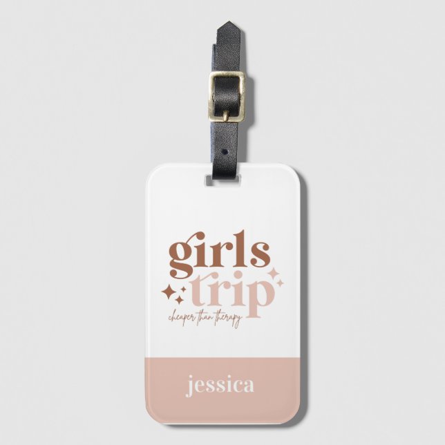 Girls Trip billiger als TherapieWillkommensbeutel Gepäckanhänger (Vorderseite Vertikal)