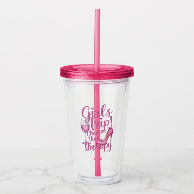 Girls Trip billiger als Therapiewochenende Party Acryltrinkbecher (Vorderseite)