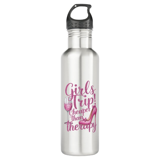 Girls Trip billiger als Therapiewochenende Party Edelstahlflasche (Vorderseite)