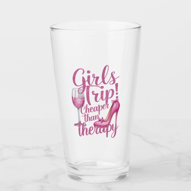 Girls Trip billiger als Therapiewochenende Party Glas (Vorderseite)