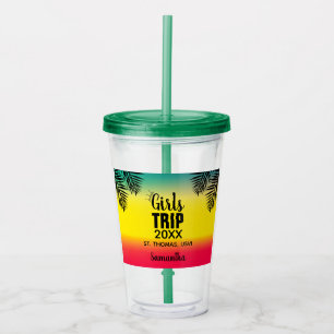 Girls Trip, Crown Year & Name Green Yellow Red Acryltrinkbecher