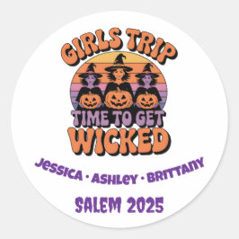 Girls Trip Hexe Halloween Retro Runder Aufkleber