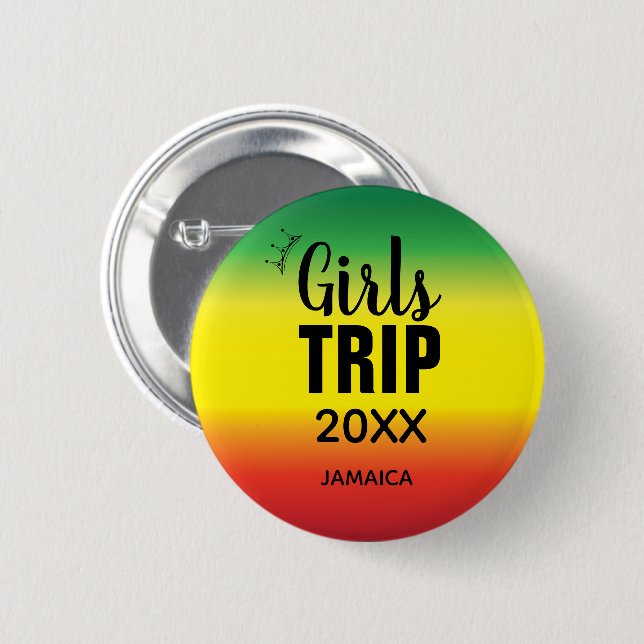 Girls Trip mit Crown Year & Name Green Yellow Red Button (Vorne & Hinten)