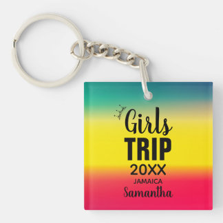 Girls Trip mit Crown Year & Name Green Yellow Red Schlüsselanhänger