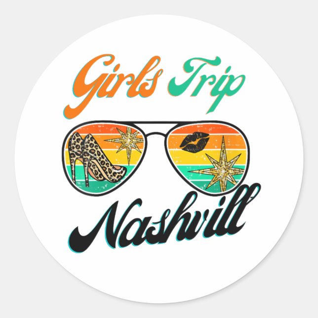 Girls Trip Nashville 2024 Shirt für Frauen Wochene Runder Aufkleber (Vorderseite)