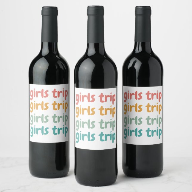 Girls Trip Niedlich Retro Girls Weekend Abenteuerr Weinetikett (Flaschen)