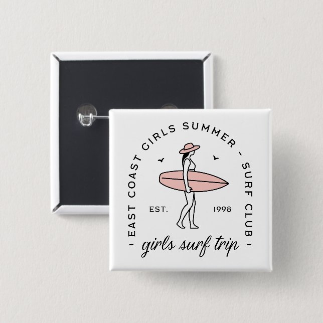 Girls trip surf club surfing besties summer surfer button (Vorne & Hinten)
