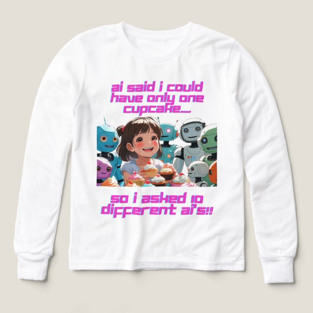 Girls Tshirt-Funny Girls Long Sleeve T - Shirt (Design Vorderseite)