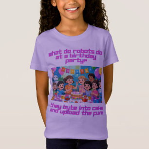 Girls Tshirt-Girls’ Birthday Robot Joke T - Shirt