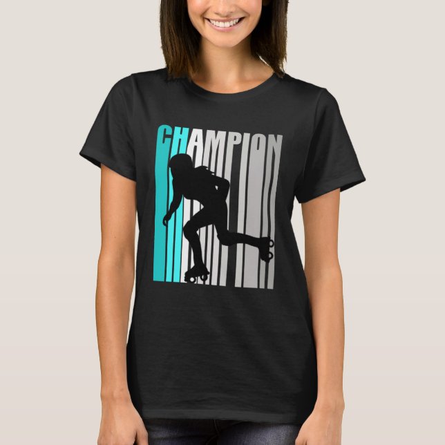 Girls Turquoise Roller Skaten Champion Roller Ska T-Shirt (Vorderseite)