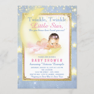 Girls Twinkle Twinkle Little Star Baby Dusche Einladung