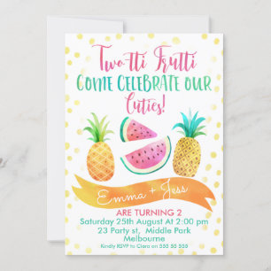 Girls Twins Two-tti Frutti 2e Invitation anniversa