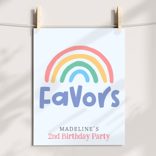 Girls Two Cool 2nd Birthday Rainbow Favor Poster (Von Creator hochgeladen)