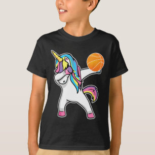 Girls Unicorn Dabbing Basketball Spieler Spaß Ball T-Shirt