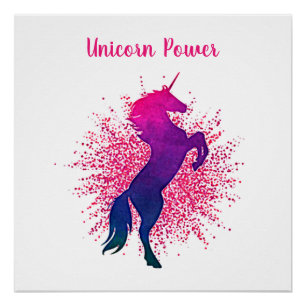 Girls "Unicorn Power" Einhorn & Glitzer Poster