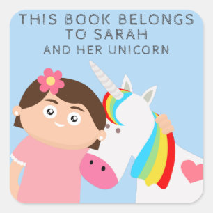 Girls Unicorn Quadratischer Aufkleber