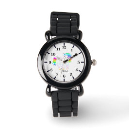 Girls Unicorn Silver Glitzer Armbanduhr