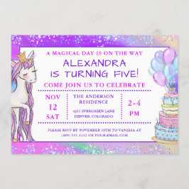 Girl's Unicorn Sparkle Geburtstag Einladung