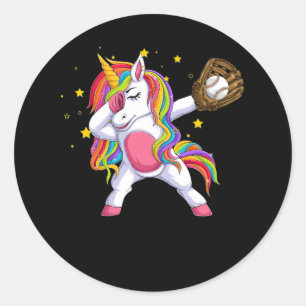 Girls Unicorn Tanzen Dabbing Softball Apparel You Runder Aufkleber