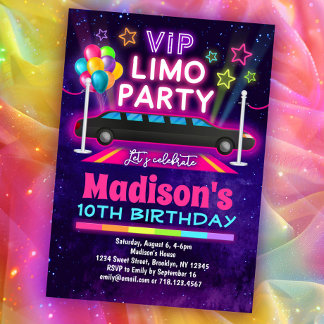 Girls VIP Limo Geburtstagsparty Einladung