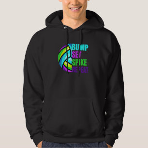 Girls Volleyball Bump Set Spike Wiederholung Blau Hoodie