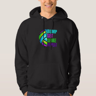 Girls Volleyball Bump Set Spike Wiederholung Blau  Hoodie