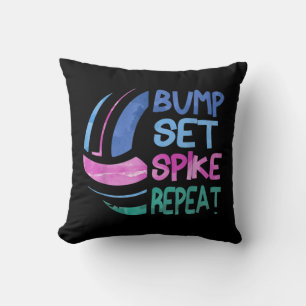 Girls Volleyball Bump Set Spike Wiederholung Blau  Kissen