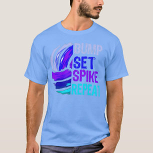 Girls Volleyball Bump Set Spike Wiederholung Blau T-Shirt