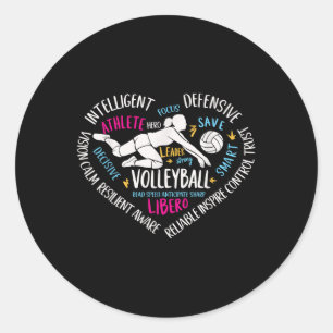 Girls Volleyball Libero Herzvolley für Teens Wom Runder Aufkleber