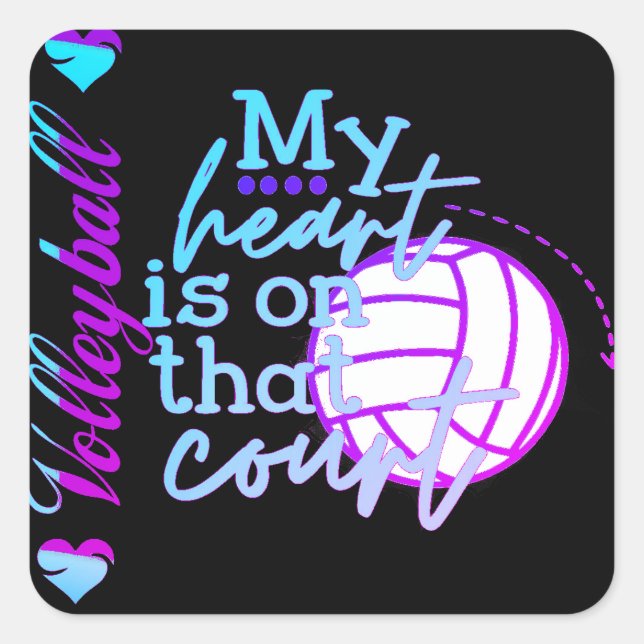 Girls Volleyball Mein Herz steht an diesem Gericht Quadratischer Aufkleber (Vorderseite)