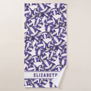 Girls Volleyballs Muster personalisiert lila Badhandtuch Set