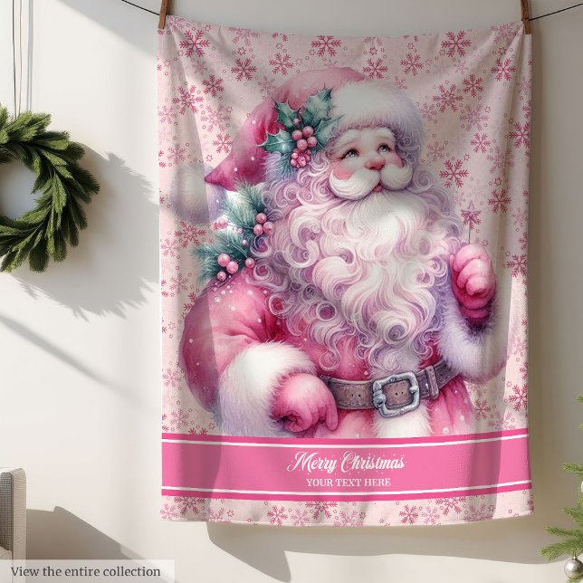 Girls Wasserfarbe Rosa Santa Blanket Pinkmas Sherpadecke (Girls Watercolor Pink Santa Blanket Pinkmas)