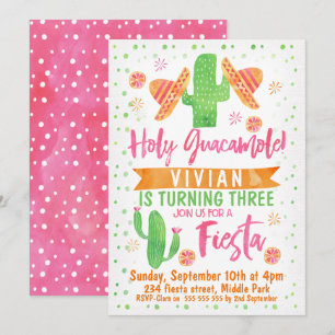Girls Watercolor Fiesta Einladung zum Geburtstag