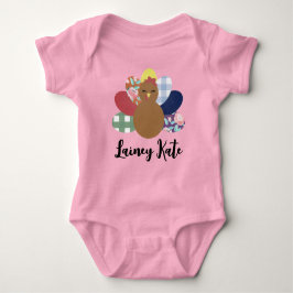 Girls Watercolor Kariert Floral Turkey Baby Baby Strampler