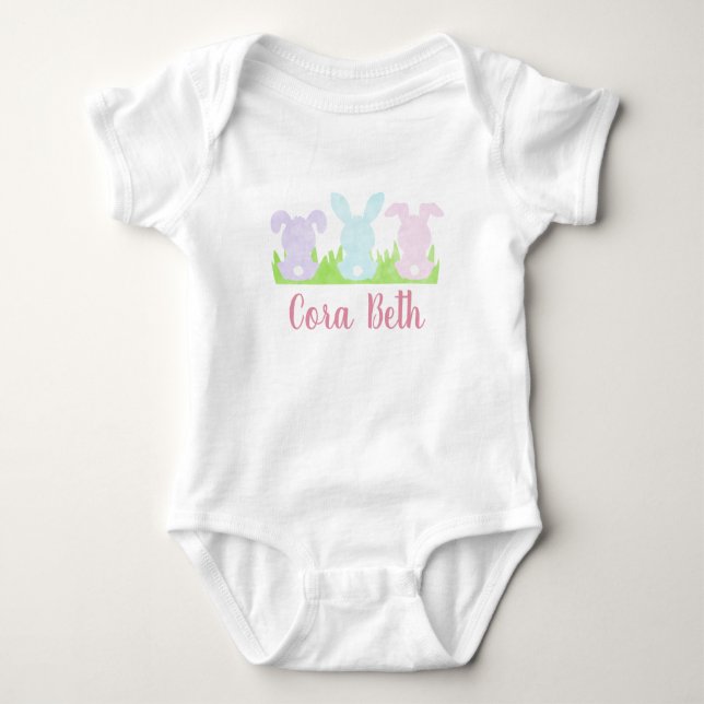 Girl's Watercolor Ostersonne Baby Strampler (Vorderseite)