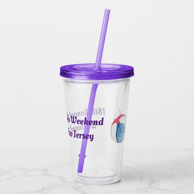 Girls Weekend Anpassbar w Bucket & Beach Ball Acryltrinkbecher (Rückseite)