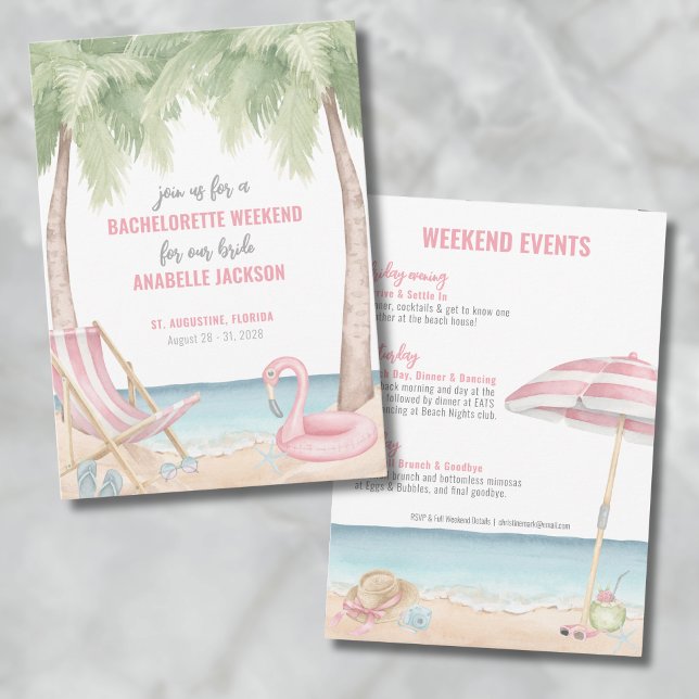 Girls Weekend Beach Junggeselinnen-Abschied Einladung (Girls Weekend Beach Bachelorette Party Invitation)
