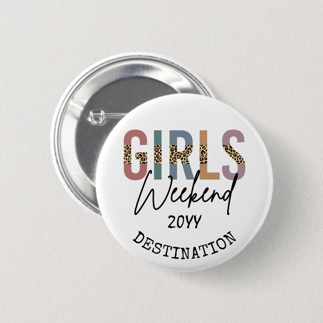 Girls Weekend Cheetah Print Girls Tour Button (Vorne & Hinten)