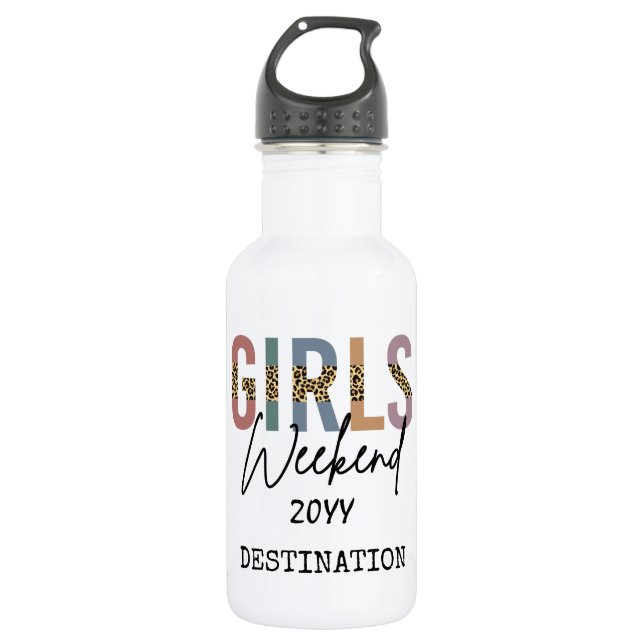 Girls Weekend Cheetah Print Girls Tour Edelstahlflasche (Vorderseite)