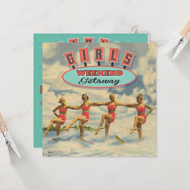 Girls Weekend Einladung Bachelorette (Vorderseite/Rückseite Beispiel)