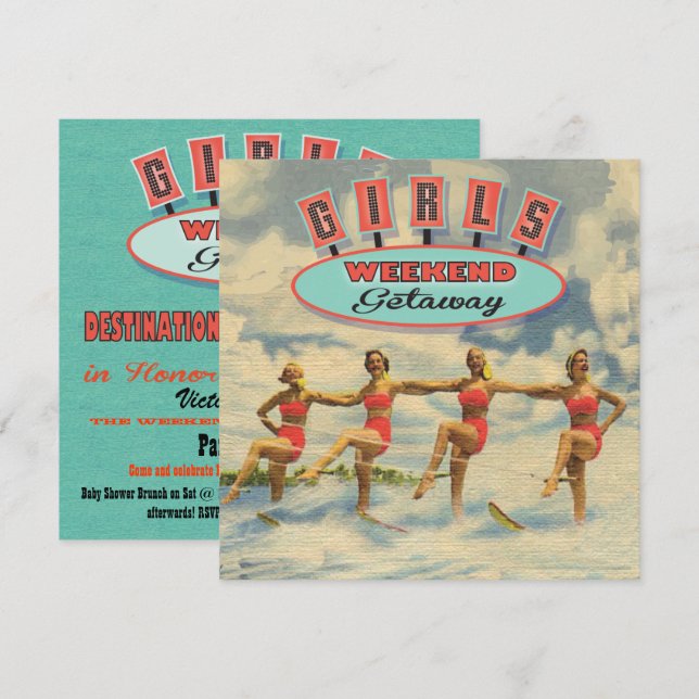 Girls Weekend Erfrischung Baby Dusche Einladungen (Vorne/Hinten)