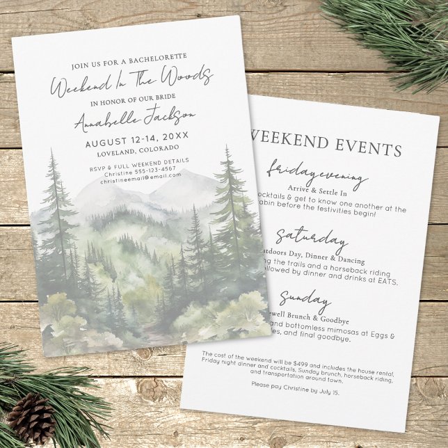 Girls Weekend im Wald Bachelorette Einladung (Girls Weekend In The Woods Bachelorette Invitation)