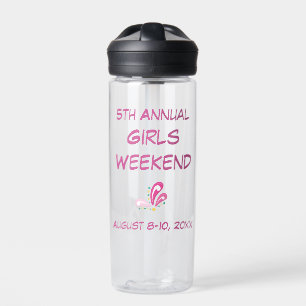 Girls Weekend mit Datumsnamen anpassbarer Text Trinkflasche