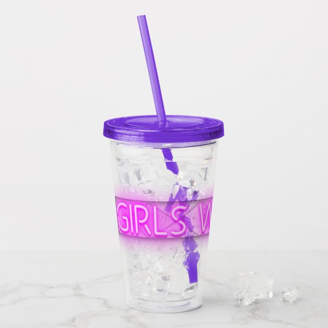 GIRLS WEEKEND Neon LED-Signatur Acryltrinkbecher (Vorderseite Ice)