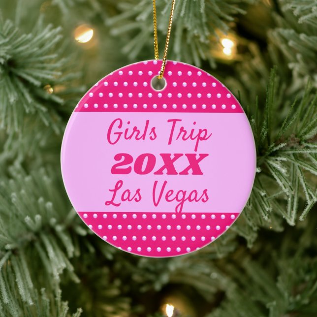 Girls Weekend Niedlich Pink Polka Dot Best Friend  Keramik Ornament (Baum)