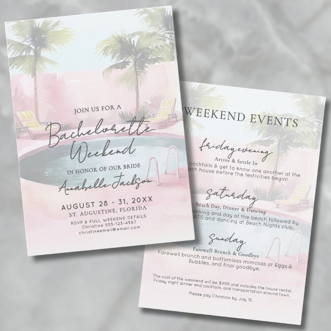 Girls Weekend Pink Pool Junggeselinnen-Abschied Einladung (Girls Weekend Pink Pool Bachelorette Party Invitation)