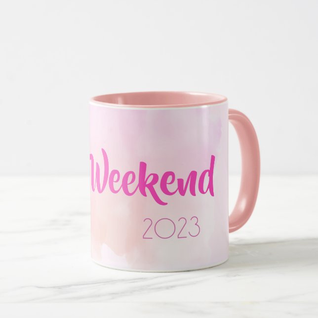 Girls Weekend Pink Wasserfarbe Spaß Custom Geschen Tasse (VorderseiteRechts)