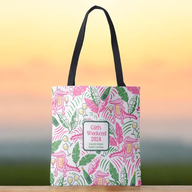 Girl's Weekend Preppy Alligator Rosa Grün Tasche (Von Creator hochgeladen)