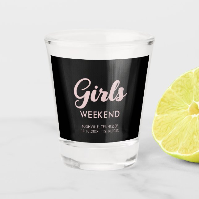 Girls Weekend Reise Reiseziel Spaß Matching Schnapsglas (Vorderseite)
